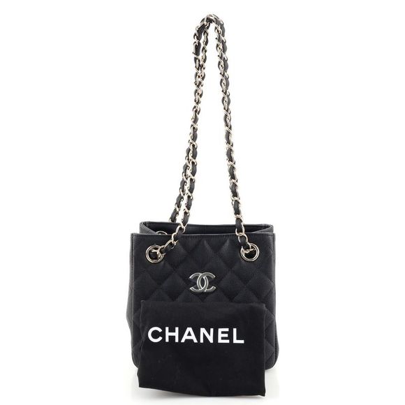 Chanel CC Square Bucket Tote Quilted Caviar Mini Black - Picture 2 of 7